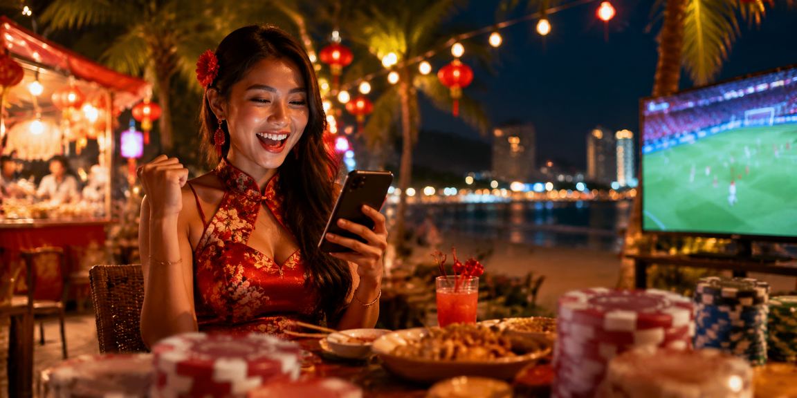 Pengguna Malaysia mengakses perlawanan langsung nh815 dari telefon pintar di Langkawi