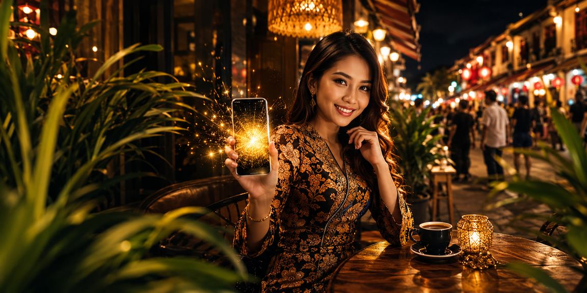 Pengguna Malaysia menikmati platform hiburan dalam talian nh815 dari telefon pintar di Melaka